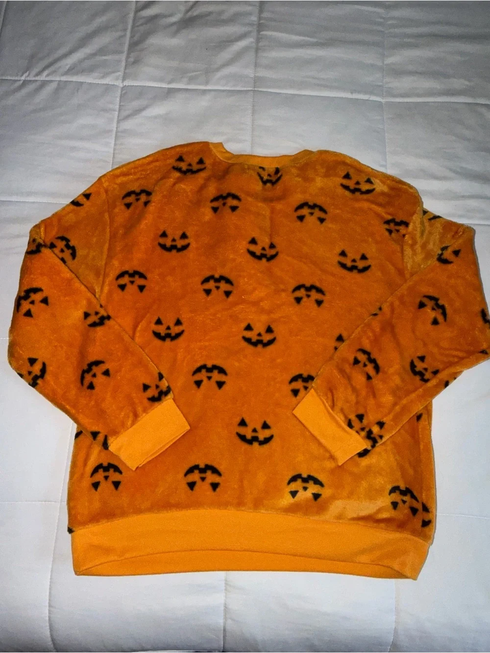 Orange Halloween Jack-O-Lantern Soft Fleece Sweater - XL